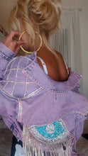 Load image into Gallery viewer, "Nobody's Business Crystal Evil Eye Denim Jacket"