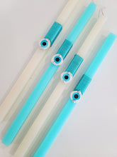 Load image into Gallery viewer, &quot;Grecian&quot; Evil Eye Easter Candles
