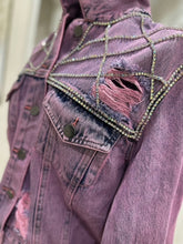 Load image into Gallery viewer, "Nobody's Business Crystal Evil Eye Denim Jacket"