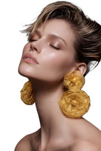 Load image into Gallery viewer, "Floral" Gold Handmade Crochet Earrings

