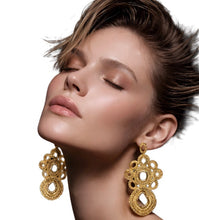 Load image into Gallery viewer, "Elle" Gold Handmade Crochet Earrings
