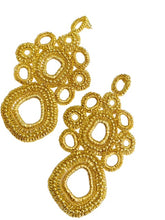 Load image into Gallery viewer, "Elle" Gold Handmade Crochet Earrings
