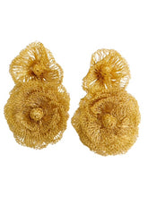 Load image into Gallery viewer, "Floral" Gold Handmade Crochet Earrings

