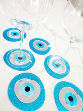 Load image into Gallery viewer, &quot;Skiathos&quot; Exotic Aqua Mirrored Eye Coasters (Set of 4) ©
