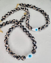 Load image into Gallery viewer, &quot;PurRr&quot; on the Beach Agate Evil Eye Necklace

