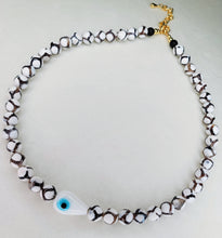 Load image into Gallery viewer, &quot;PurRr&quot; on the Beach Agate Evil Eye Necklace
