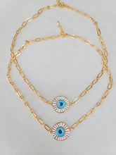 Load image into Gallery viewer, &quot;Aris&quot; Evil Eye 24k Gold Paper Link Chain Necklace
